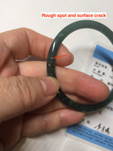 Load image into Gallery viewer, 55mm Certified Type A 100% Natural dark green/blue/gray Guatemala slim round cut Jadeite bangle PD18-4450

