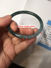 Load image into Gallery viewer, 55mm Certified Type A 100% Natural dark green/blue/gray with Guatemala slim round cut Jadeite bangle PJ94-2434
