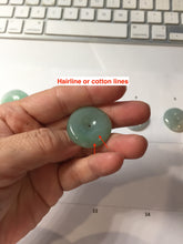 Load image into Gallery viewer, 23.5-28mm Type A 100% Natural sunny green/oily dark green black gray(老油青)/purple Jadeite Safety Guardian Button donuts pendant group PB301
