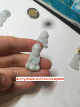 Load image into Gallery viewer, 100% Natural light green white jadeite Jade baby buddha (宝宝佛) pendant AX27
