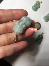 Load image into Gallery viewer, 100% natural type A sunny green jadeite jade 3D PiXiu (貔貅) pendant group AX150
