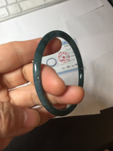 Load image into Gallery viewer, 60.5mm Certified Type A 100% Natural icy watery dark green/blue/gray with Guatemala slim round cut Jadeite bangle PH19-2346
