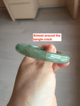 Load image into Gallery viewer, Shopify only. 54mm certified 100% natural Type A icy watery oliy dark green(油青) brown jadeite jade bangle BS103-4060
