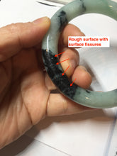 Load image into Gallery viewer, 58.8mm certified 100% natural type A dark green white with green floating flowers jadeite bangle PH77-5859

