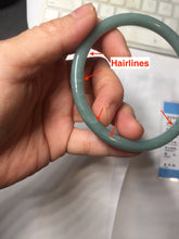 Load image into Gallery viewer, 61mm Certified Type A 100% Natural Light Blue Green Gray Ru Kiln Sky Celadon Blue (汝窑天青蓝) Guatemala Jadeite Jade Slim Round Bangle AZ166-0274
