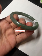 Load image into Gallery viewer, 50.5mm certificated Type A 100% Natural dark green/gray round cut oval Jadeite Jade bangle BK47-2879
