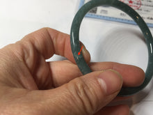 Load image into Gallery viewer, 60mm Certified Type A 100% Natural dark green/blue/gray with Guatemala slim round cut Jadeite bangle PH4-2333
