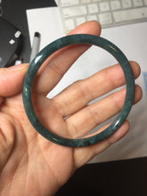 Load image into Gallery viewer, 61mm Certified Type A 100% Natural icy watery dark green/blue/gray with Guatemala slim round cut Jadeite bangle PH20-2332
