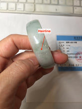Load image into Gallery viewer, 53.1mm Certified Type A 100% Natural light green white with green floating flowers thin jadeite Jade bangle BS164-1595
