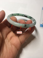 Load image into Gallery viewer, 55mm Certified Type A 100% Natural sunny green light green purple with green floating flowers slim round cut Jadeite bangle PD204-3919
