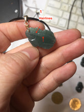 Load image into Gallery viewer, 100% Natural Type A Blue Green Gray Black 3D Pixiu (貔貅) Feng Shui Wealth Attractor Guatemala Jadeite Pendant Group Necklace PH222

