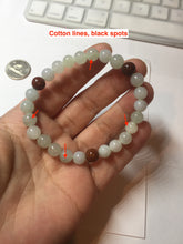 Load image into Gallery viewer, 6.8-7.2mm size 50-58mm 100% natural type A icy watery white brown jadeite jade beads bracelet PB76
