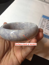 Load image into Gallery viewer, 59mm Certified Type A 100% Natural light purple white chubby broad style Jadeite Jade bangle BM98-4481
