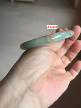 Load image into Gallery viewer, 54.9mm 100% Natural type A dark green yellow carved flowers and golden-painted Jadeite Jade bangle PD97-0277
