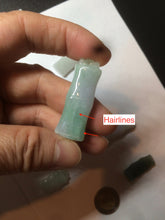 Load image into Gallery viewer, 100% Natural type A green/white/purple Jadeite Jade bamboo pendant group AC81

