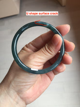 Load image into Gallery viewer, 56.2mm Certified Type A 100% Natura dark blue/green/gray/black Guatemala slim round cut Jadeite bangle PJ106-2076
