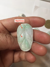 Load image into Gallery viewer, 100% natural type A  sunny green white purple jadeite jade leaf pendant group PB46
