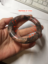 Load image into Gallery viewer, 55mm 100% natural pink/black/brown/yellow chubby round cut rose stone (Rhodonite) bangle AW36
