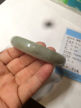 Load image into Gallery viewer, 52.5 mm Certified Type A 100% Natural light green/gray Jadeite Jade oval bangle AZ70-0363
