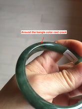 Load image into Gallery viewer, 55.5mm Certified Type A 100% Natural oily dark green(老油青)/gray Jadeite bangle BG229-0411

