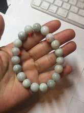 Load image into Gallery viewer, 10.5mm size 52-60mm 100% natural type A white green purple jadeite jade beads bracelet PB83
