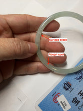 Load image into Gallery viewer, 57mm Certified Type A 100% Natural icy watery white/light green flat slim Jadeite Jade bangle BG222-8572
