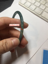 Load image into Gallery viewer, 58.3mm Certified Type A 100% Natural dark green/blue/gray Guatemala slim round cut Jadeite bangle PF12-5875
