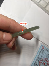 Load image into Gallery viewer, 59mm Certified 100% Natural light green/yellow/gray slim round cut nephrite jade bangle HN34-9226
