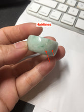 Load image into Gallery viewer, Size 12 100% natural type A sunny green light green white broad jadeite jade band ring thumb ring PC246-3
