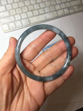 Load image into Gallery viewer, 58.5mm Certified Type A 100% Natural dark green/blue/gray Guatemala slim round cut Jadeite bangle PH7-2347
