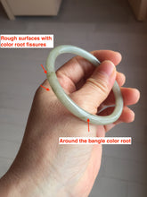 Load image into Gallery viewer, 54.5mm Certified type A 100% Natural light green gray black slim round cut Jadeite bangle PA201-2443
