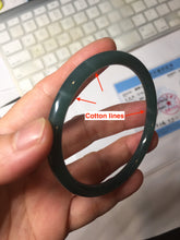 Load image into Gallery viewer, 56.5mm Certified Type A 100% Natura dark blue/green/gray/black Guatemala slim round cut Jadeite bangle PJ98-2453
