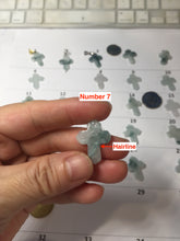 Load image into Gallery viewer, 100% Natural type A light green white with green floating flowers jadeite Jade cross shaped floral pendant necklace BS141
