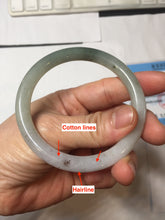 Load image into Gallery viewer, 56mm certified Type A 100% Natural white light green purple with brown red flying dandelions slim round cut Jadeite Jade bangle PE121-3711
