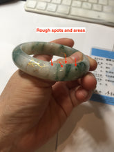Load image into Gallery viewer, 55.5mm certified 100% natural Type A green white red with green floating flowers carved and golden-painted jadeite jade bangle PF82-6076
