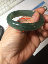 Load image into Gallery viewer, 49mm Certified Type A 100% Natural Oily Dark Green Gray Black Oval Jadeite Jade Bangle PC205-7682
