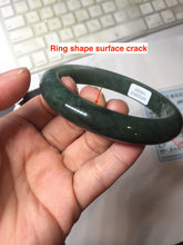 Load image into Gallery viewer, 62.3mm certified 100% natural Type A oily dark green gray black(老油青) jadeite jade bangle BS180-0055
