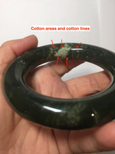 Load image into Gallery viewer, 55mm certified 100% Natural dark green/gray/black (nebula dust) chubby round cut nephrite Jade bangle HN127-0881
