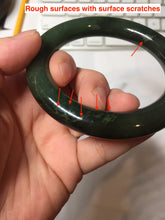 Load image into Gallery viewer, 57.4mm certified 100% Natural dark green/black chubby round cut nephrite bangle HN187-0153
