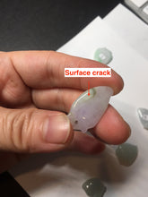 Load image into Gallery viewer, Type A 100% Natural icy watery sunny green/purple/white Jadeite Jade Peach Pendant group BL48
