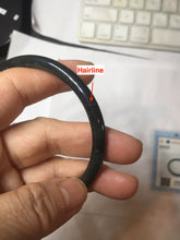 Load image into Gallery viewer, 59.1mm Certified Type A 100% Natural light black/green/gray Guatemala slim round cut Jadeite bangle PJ83-0661
