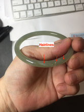 Load image into Gallery viewer, 57.6mm Certified 100% Natural light green gray Nephrite Bangle HN141-3359
