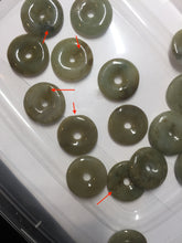 Load image into Gallery viewer, 22-25mm Type A 100% Natural dark green/white/yellow /gray/black Jadeite Jade Safety Guardian Button donut Pendant group PB49 (Add-on items)

