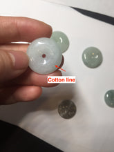 Load image into Gallery viewer, 19.7-27.5mm Type A 100% Natural light green white Jadeite Jade Safety Guardian Button donuts couple pendant PC130

