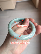 Load image into Gallery viewer, 57mm certified Type A 100% Natural light green gray Jade jadeite bangle BS116-6634
