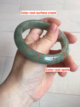Load image into Gallery viewer, 57.2mm certified Type A 100% Natural icy watery dark green gray Jadeite Jade bangle PC14-0371
