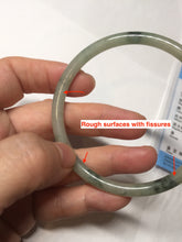 Load image into Gallery viewer, 57.2mm Certified Type A 100% Natural sunny green/white with dark green floating flowers super slim round cut Jadeite bangle PD49-5740
