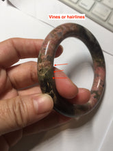 Load image into Gallery viewer, 56mm 100% natural pink/black/brown/yellow chubby round cut rose stone (Rhodonite) bangle AW35
