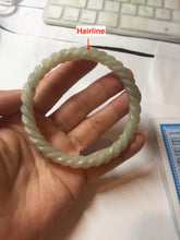 Load image into Gallery viewer, 60mm Certified Type A 100% Natural Green, Gray, Brown &amp; Black Flying Dandelion Vintage Twist Style Nephrite Jade Bangle JT8-1112
