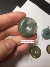 Load image into Gallery viewer, 25mm 100% Natural light green/blue/gray/yellow jadeite Jade Safety Guardian Button(donut) Pendant AR101
